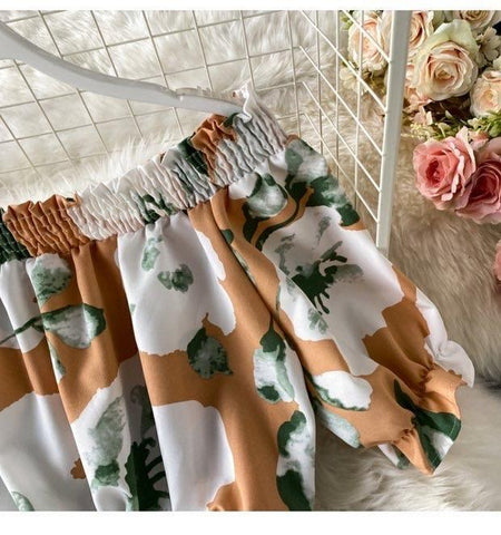 Linda floral coord set - close-up of waistband, orange - Miss Mosa By Akanksha