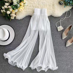 Lizzy Statement Pants - styled flat-lay shot, white - Miss Mosa By Akanksha