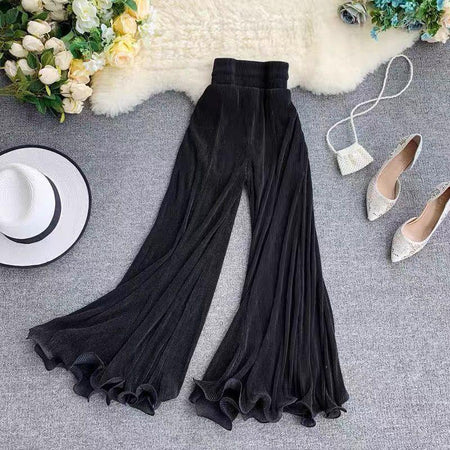 Lizzy Statement Pants - styled flat-lay shot, black - Miss Mosa By Akanksha