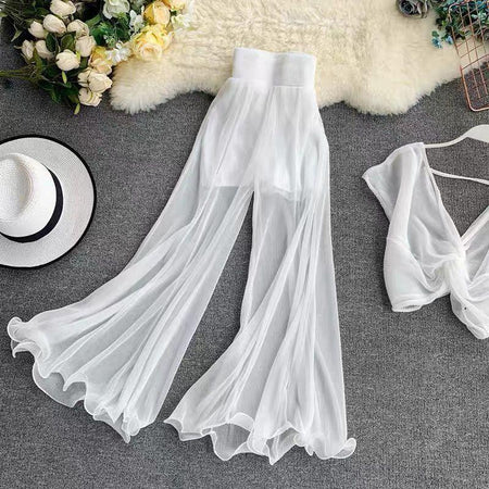 Lizzy Statement Pants - styled flat-lay shot, white - Miss Mosa By Akanksha