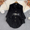 Locaste Statement Shirt With Belt In Black - XS