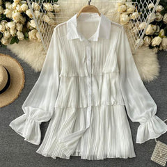 Loila Pleated Blouse - styled flat-lay shot, cream - Miss Mosa By Akanksha