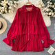 Loila Pleated Blouse - styled flat-lay shot, red - Miss Mosa By Akanksha
