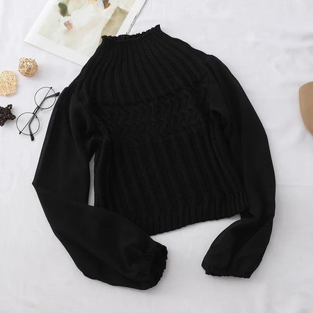 Longenes With A Twist Sweaters - styled flat-lay shot, black - Miss Mosa By Akanksha