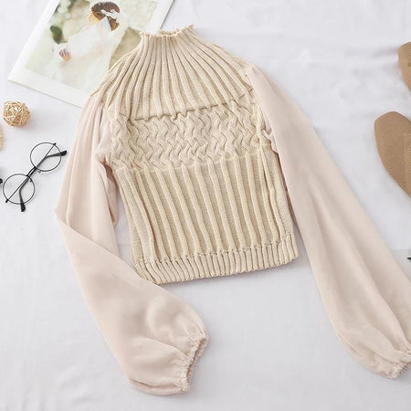 Longenes With A Twist Sweaters - styled flat-lay shot, beige - Miss Mosa By Akanksha
