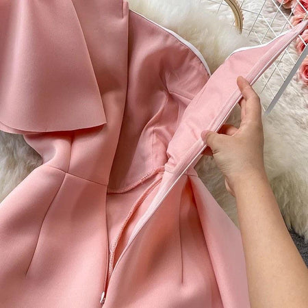 Lorenzo Statement dress - close-up of fabric, pink - Miss Mosa By Akanksha