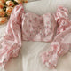 Lourds Floral Statement Top - flat-lay product shot, pink - Miss Mosa By Akanksha