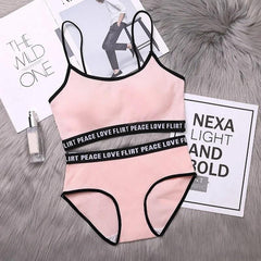 Love Peace Flirt Lingerie Set - flat-lay product shot, pink - Miss Mosa By Akanksha