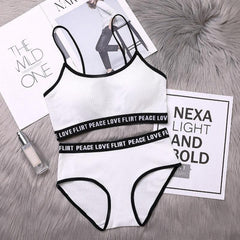 Love Peace Flirt Lingerie Set - flat-lay product shot, white - Miss Mosa By Akanksha