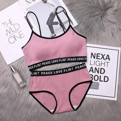 Love Peace Flirt Lingerie Set - flat-lay product shot, pink - Miss Mosa By Akanksha