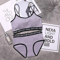 Love Peace Flirt Lingerie Set - flat-lay product shot, grey - Miss Mosa By Akanksha
