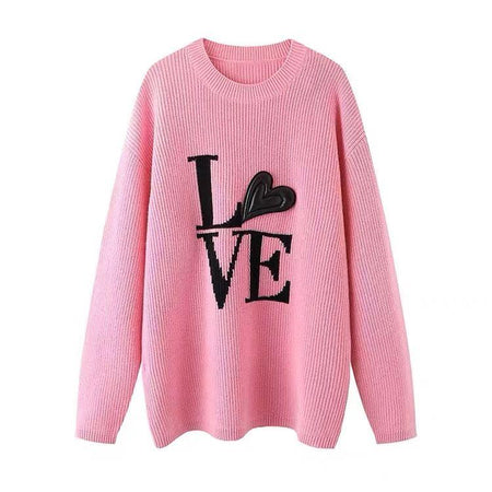 Love Sweaters - front shot on hanger, pink - Miss Mosa By Akanksha