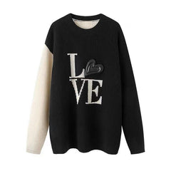 Love Sweaters - front shot on hanger, black - Miss Mosa By Akanksha