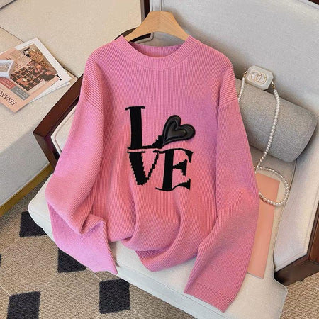 Love Sweaters - front shot on hanger, pink - Miss Mosa By Akanksha