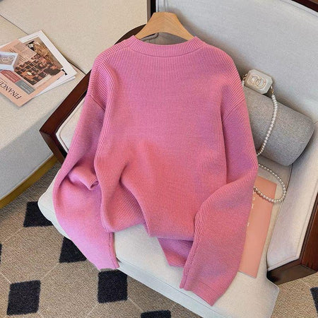 Love Sweaters - back shot on hanger, pink - Miss Mosa By Akanksha