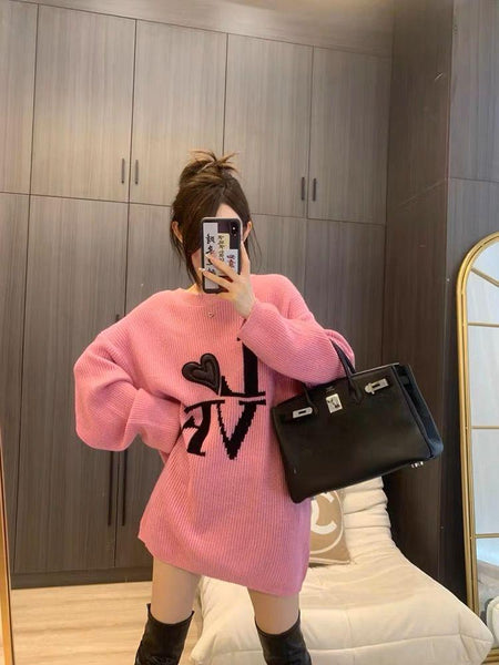 Love Sweaters - lifestyle shot on model, pink - Miss Mosa By Akanksha