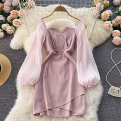 Lucas Statement Dress - front shot on hanger, pink - Miss Mosa By Akanksha