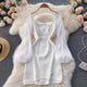 Lucas Statement Dress - front shot on hanger, white - Miss Mosa By Akanksha