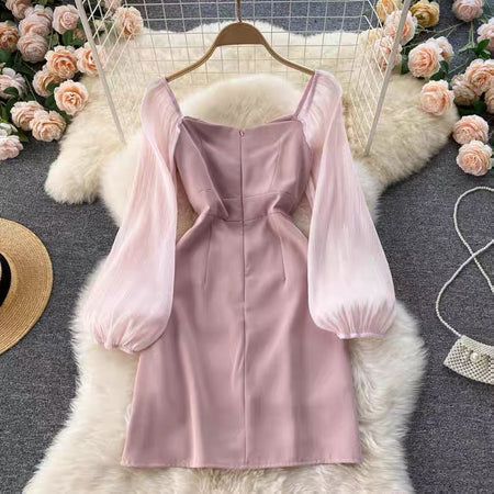 Lucas Statement Dress - back shot on hanger, pink - Miss Mosa By Akanksha