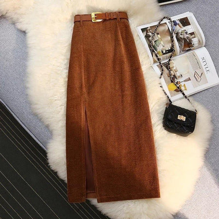 Lucas Statement Skirt - flat-lay product shot, brown - Miss Mosa By Akanksha
