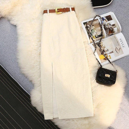Lucas Statement Skirt - flat-lay product shot, cream - Miss Mosa By Akanksha