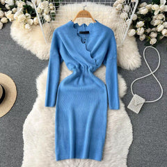 Lucas Woolen Dress - styled flat-lay shot, blue - Miss Mosa By Akanksha
