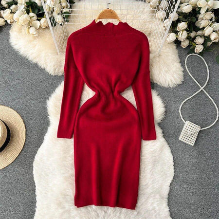 Lucas Woolen Dress - styled flat-lay shot, red - Miss Mosa By Akanksha