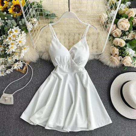 Ludacris Skater Dress - styled flat-lay shot, white - Miss Mosa By Akanksha