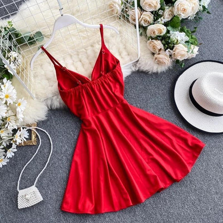 Ludacris Skater Dress - back styled flat-lay shot, red - Miss Mosa By Akanksha