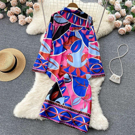 Luna Abstract Coord Set In Blue - styled flat-lay shot, multicolour - Miss Mosa By Akanksha