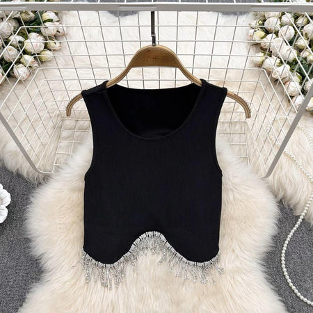 Luna Embellished Blouse In Black - front shot on hanger, black - Miss Mosa By Akanksha