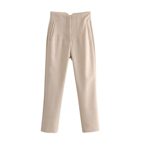 Luxe Fred Formal Pants - flat-lay product shot, beige - Miss Mosa By Akanksha
