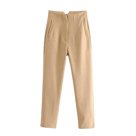 Luxe Fred Formal Pants - flat-lay product shot, beige - Miss Mosa By Akanksha