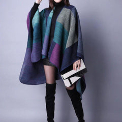 Luxury Cashmere Capes - full-length shot on model, multicolour - Miss Mosa By Akanksha