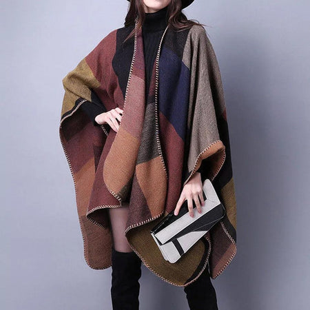 Luxury Cashmere Capes - full-length shot on model, multicolour - Miss Mosa By Akanksha
