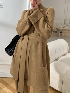 Luxury Collection Suarez Coord Set - front shot on model, brown - Miss Mosa By Akanksha