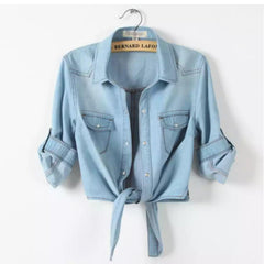 Luxury Denim Crops - front shot on hanger, light blue - Miss Mosa By Akanksha