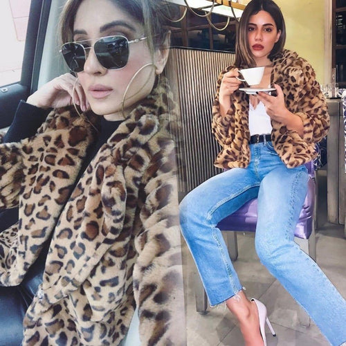 Luxury Leopard Soft Fur Jacket In Brown