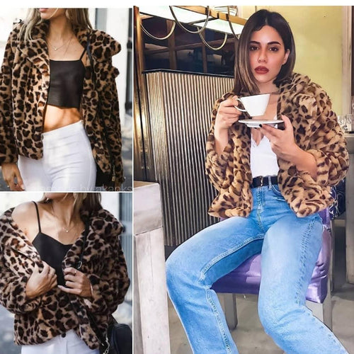 Luxury Leopard Soft Fur Jacket In Brown