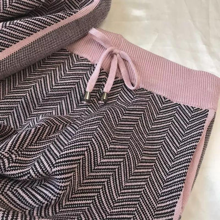Luxury Maxim Tracksuits - close-up of waistband, pink - Miss Mosa By Akanksha