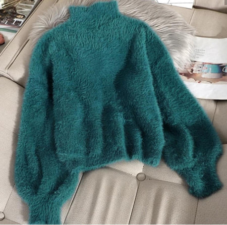 Luxury Mohair Jumpers - flat-lay product shot, green - Miss Mosa By Akanksha