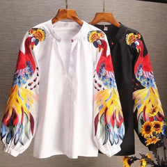 Luxury Renedy Embroidered Blouses - front shot on hanger, white - Miss Mosa By Akanksha