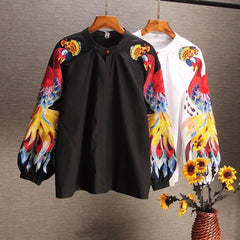 Luxury Renedy Embroidered Blouses - front shot on hanger, black - Miss Mosa By Akanksha