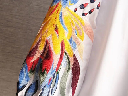 Luxury Renedy Embroidered Blouses - close-up of embroidery detail, white - Miss Mosa By Akanksha