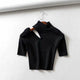 Luxury Slash Crops - front shot on hanger, black - Miss Mosa By Akanksha