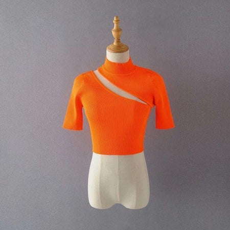 Luxury Slash Crops - front shot on mannequin, orange - Miss Mosa By Akanksha