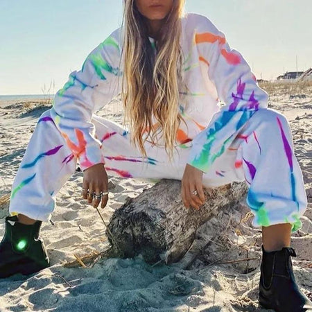 Luxury Tie and Dye Tracksets - Limited Edition - lifestyle shot on model, multicolour - Miss Mosa By Akanksha