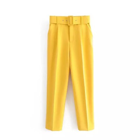 Luxury Trinity Pants - flat-lay product shot, yellow - Miss Mosa By Akanksha