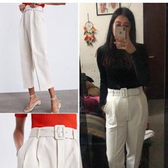Luxury Trinity Pants - lifestyle shot on model, cream - Miss Mosa By Akanksha