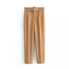 Luxury Trinity Pants - flat-lay product shot, camel - Miss Mosa By Akanksha